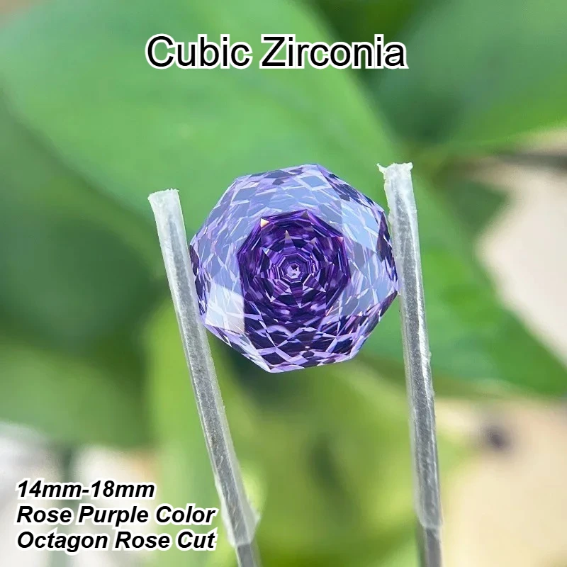 

Cubic Zirconia Stone Octagon Rose Cut Rose Purple Color 14mm-18mm Loose Stones Used for DIY Jewelry Making Inlay Main Materials