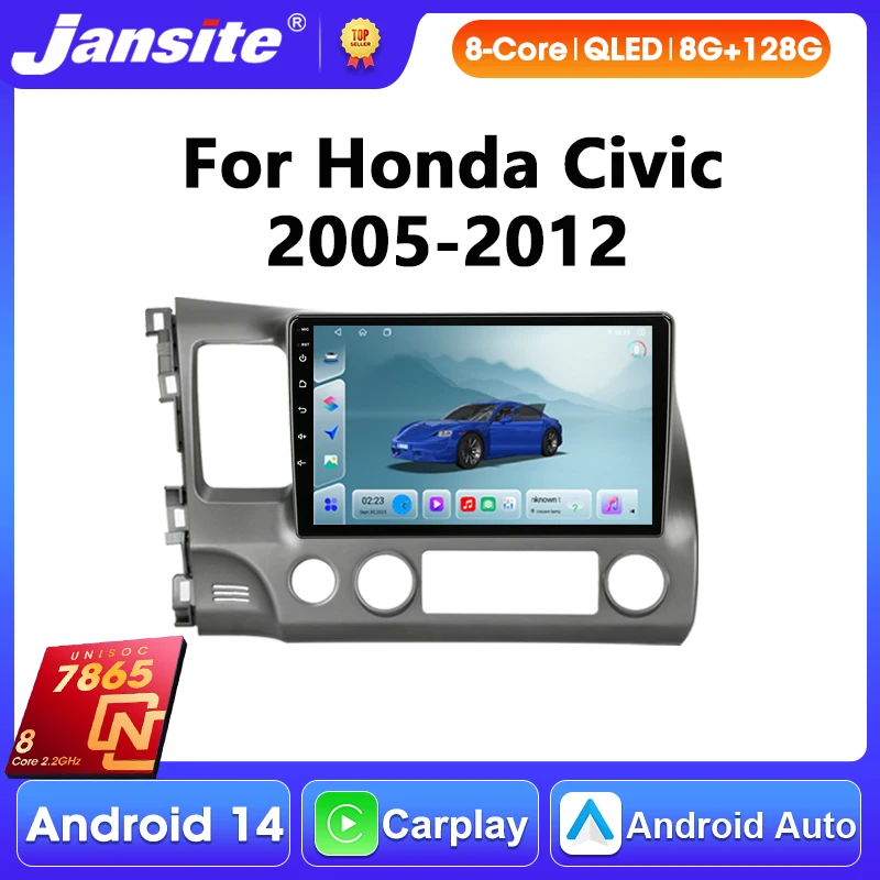 Android Car Radio 2DIN Multimedia Video Player for Honda Civic 8 FK FN FD 2005-2012 Wireless Carplay&Android Auto Head Unit