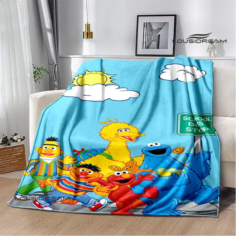 Sesame Street cartoon print blankets picnic blanket Warm Flannel blankets Soft and comfortable blanket bed linings Birthday Gift