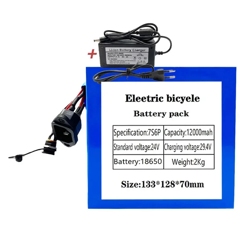 24v 12000mah 7S6P Rechargeable Lithium Battery 1000W  Suitable for Electric Bicycles Electric Wheelchairs +29.4V Charger