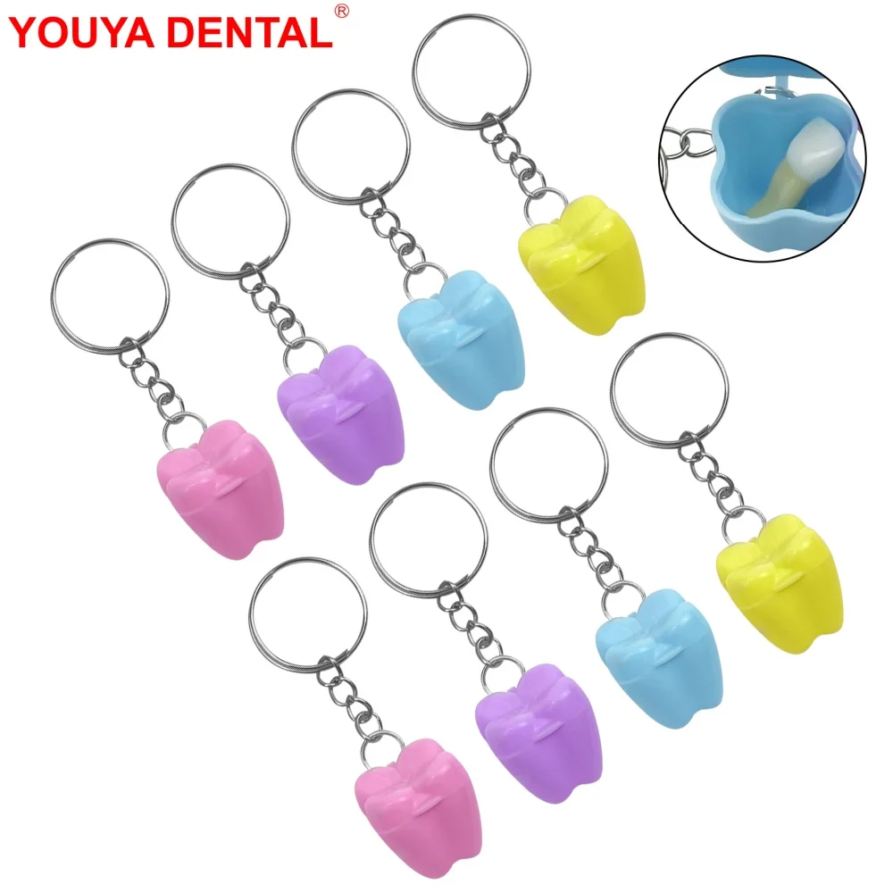 50pc Colorful Dental Milk Teeth Box Plastic Keychain Baby Tooth Box Kids Teeth Storage Case Personalized For Boys Girls Children