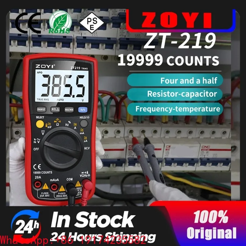 ZT219 Digital multimeter 19999 Counts True RMS automotive electrical Transistor Capacitor NCV tester Professional meter
