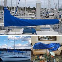 210D Mainsail Boom Cover Boat Cover Waterproof Anti UV Sunshade Dustproof Boom Sail Cover 8-9ft 9-10ft 10-11ft 11-12ft 12-13ft