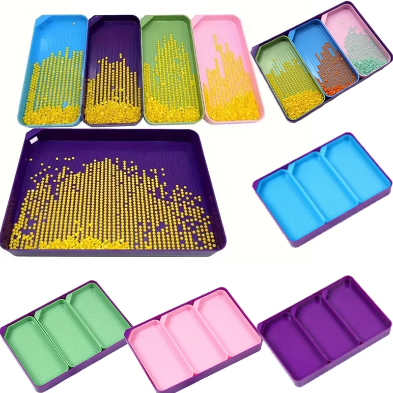 3 Grid 3 in 1Diamond Painting Tray Mat Kits Large Capacity Drill Plate Diamond Painting Pen Nail Art Beading Plates Cross Stitch