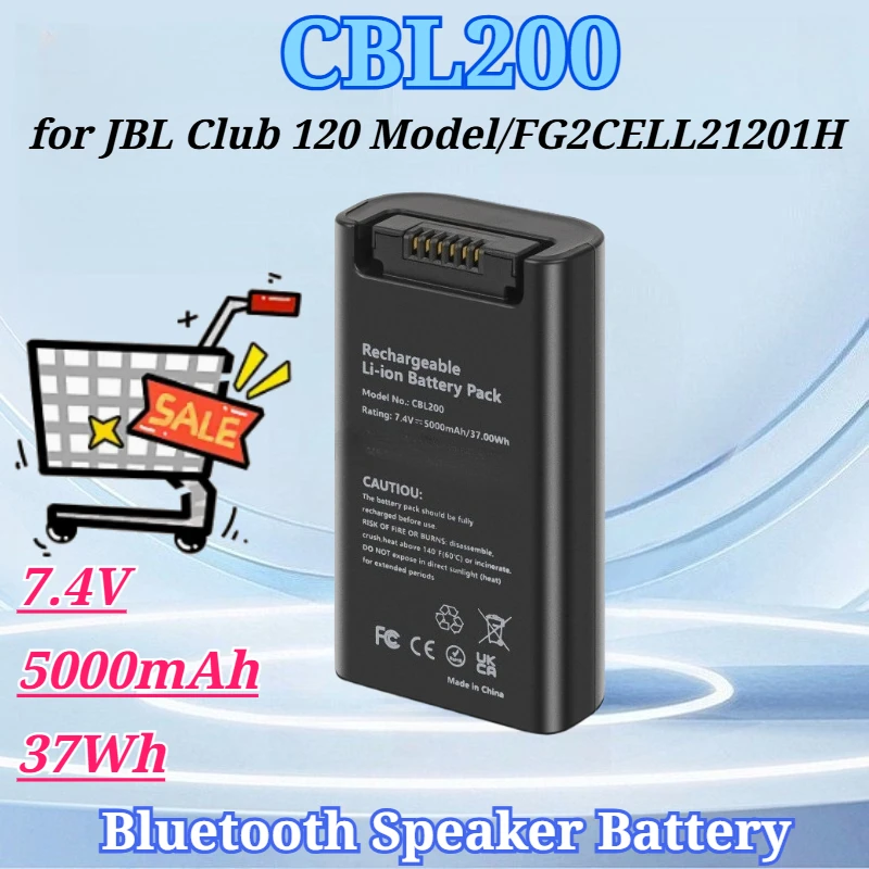 

7.4V 5000mAh 37Wh for CBL200 for JBL PartyBox Club 120 Model FG2CELL21201H FG2CELL21700P Replacement Bluetooth Speaker Battery