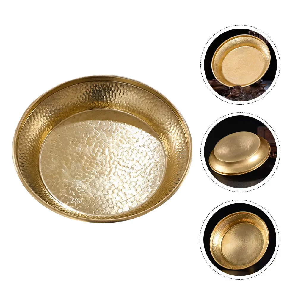 

Copper Tray Household Copper Plate Decorative Offering Buddha Accessory Multi function Golden Fruit Plate Temple Use Fine
