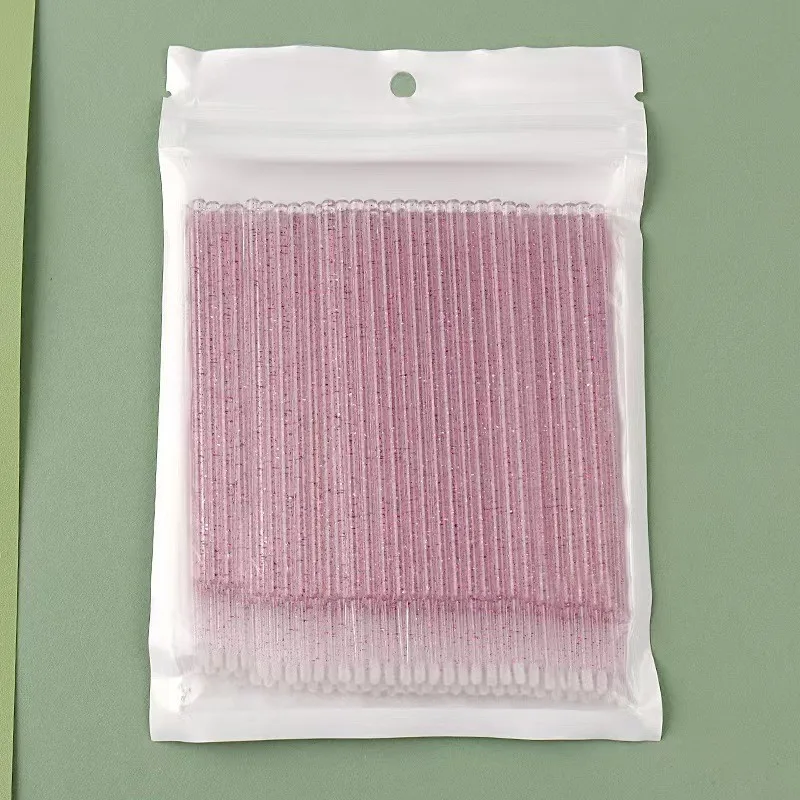 

100 PCS Multifunctional Disposable Crystal Nano Cotton Swab Glitter Pointed Swab for Eyelash Extension Makeup Cleaning Tool