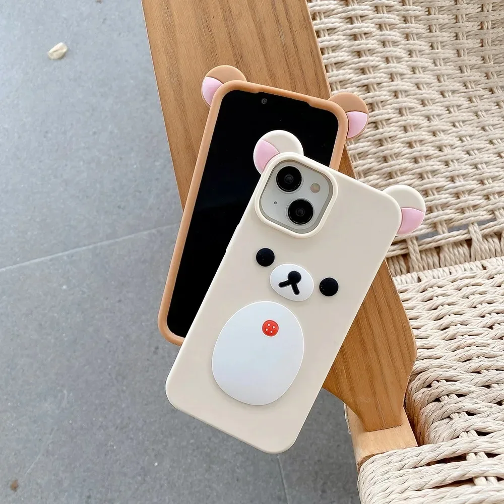 Niedliche Cartoon-3D-Rilakkuma-Bär-Telefonhülle für iPhone 17, 16, 15, 14, 13, 12, 11, Pro Max, weiche, stoßfeste Silikon-Schutzhülle – Detail 6