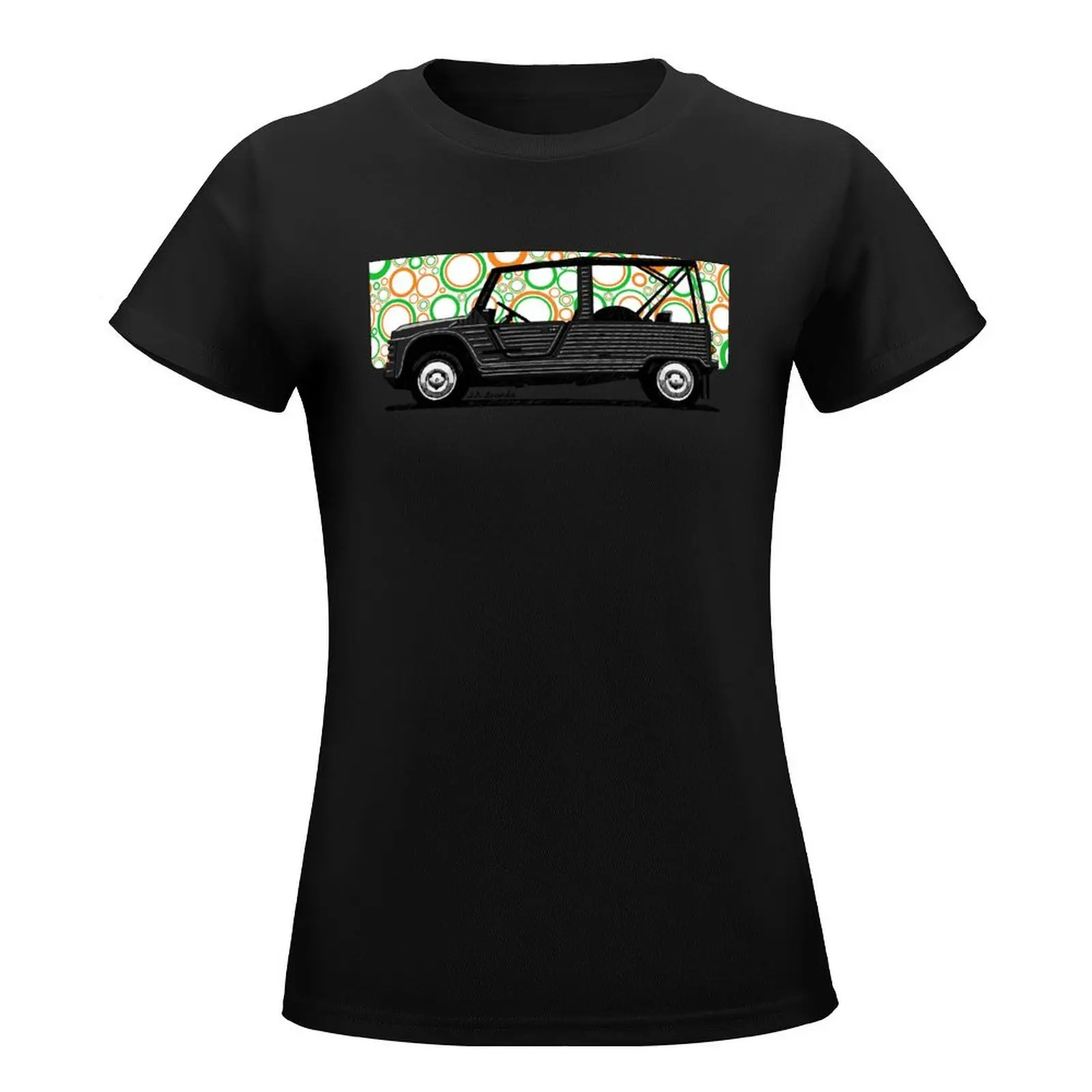 Copia de My drawing of the classic orange French beach car T-Shirt summer top hippie clothes graphics Women's cotton t-shirt