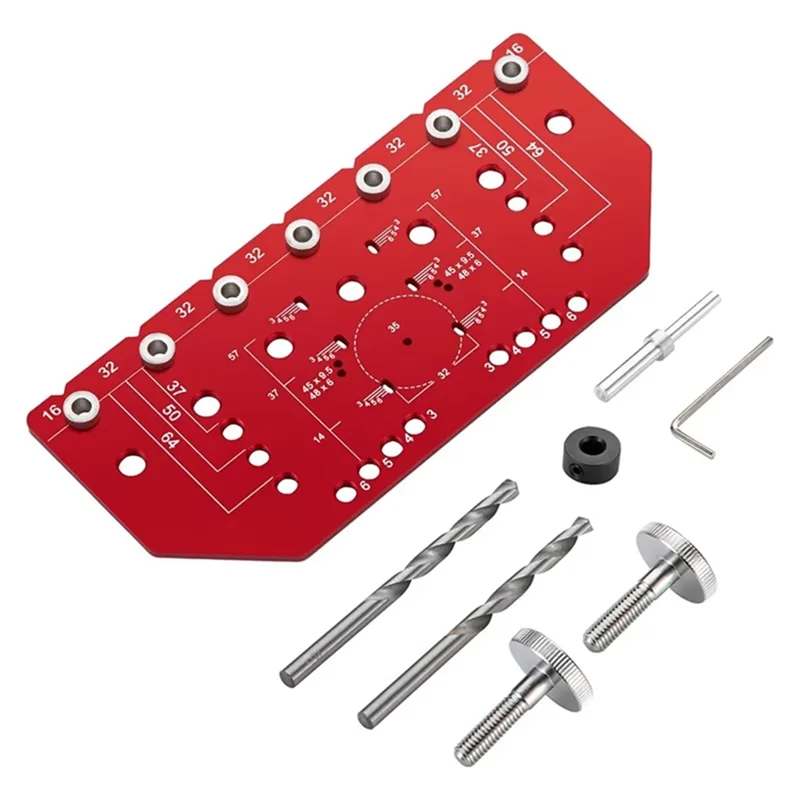 ABKY-Shelf Pin Jig And Hinge Jig 2 In 1 Self-Contained Clamping Aluminum Alloy Shelf Pin Drilling Jig For Furniture Cabinet
