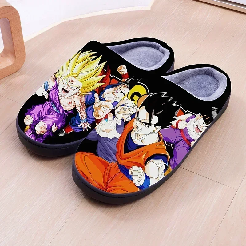 Dragon Ball Vegeta Goku Couple's Indoor Cartoon Warm Non-slip House Slides Men and Women Toe Wrap Home Cotton Shoes Wholesale