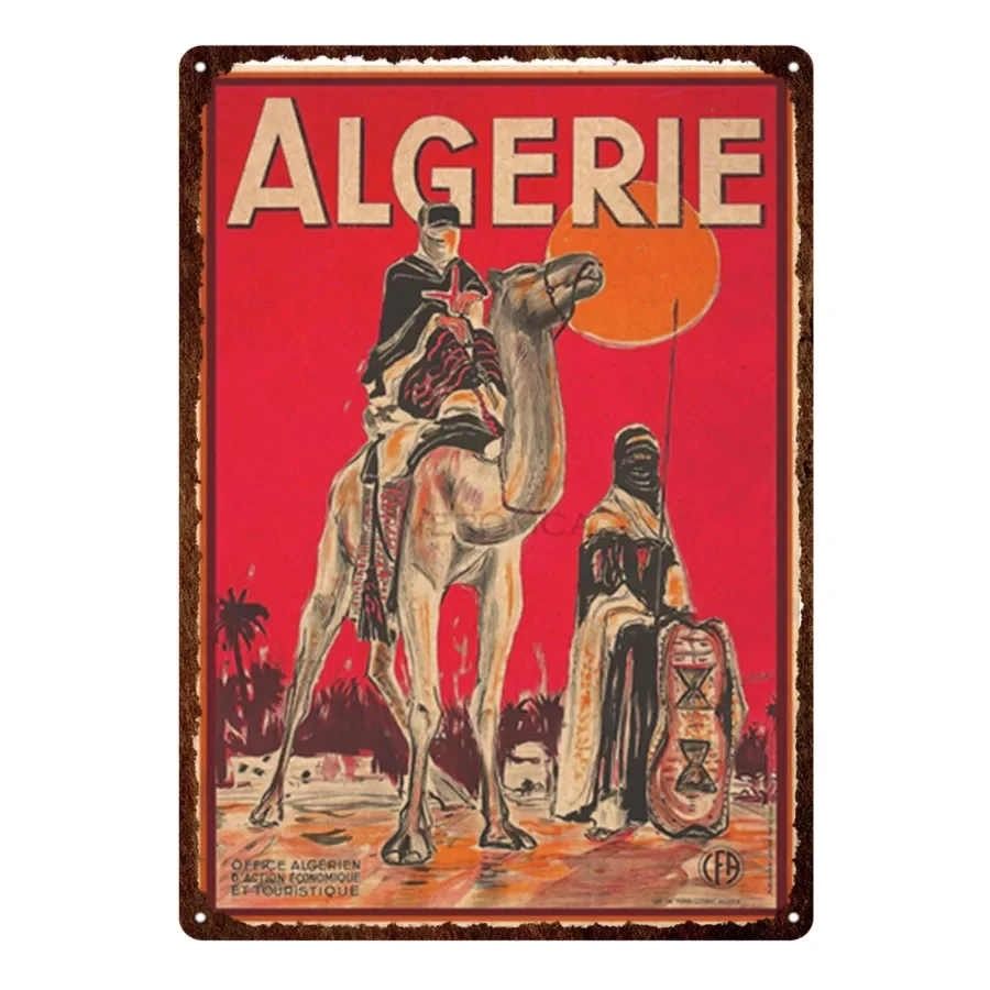 Visit Algeria Algerie Travel Metal Poster Vintage Metal Tin Sign Plate Room Iron Painting Plaque Garage Home Decor Accessories