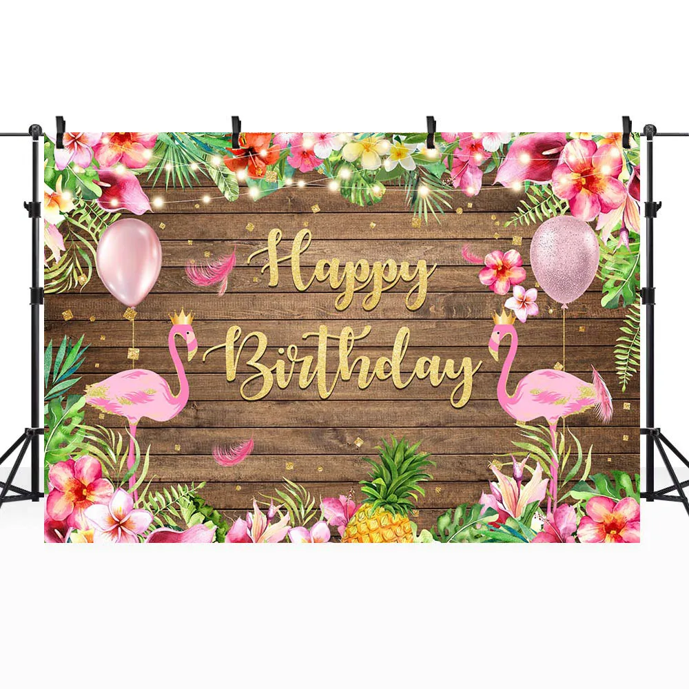 Коричневая деревянная доска Mocsicka, фламинго, розовый тропический фотографический фон для дня рождения, декор для вечеринки