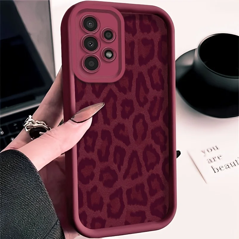 Retro red leopard print phone case suitable for Samsung for galaxy S26 S25 S24 S22 S21 S20 FE Ultra Plus 5G anti drop back cover