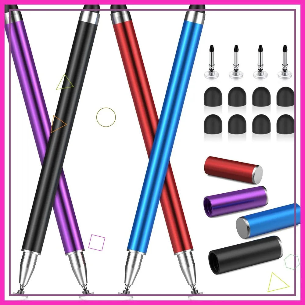 

Набор из 4 стилусов для сенсорных экранов, 2-в-1, высокая чувствительность и точность для iPad, iPhone, планшетов Android