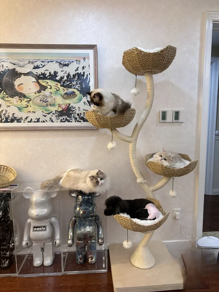 Flower tree cat climbing frame cat scratching column nest tree jumping platform toy grinding claws shelf climbing frame