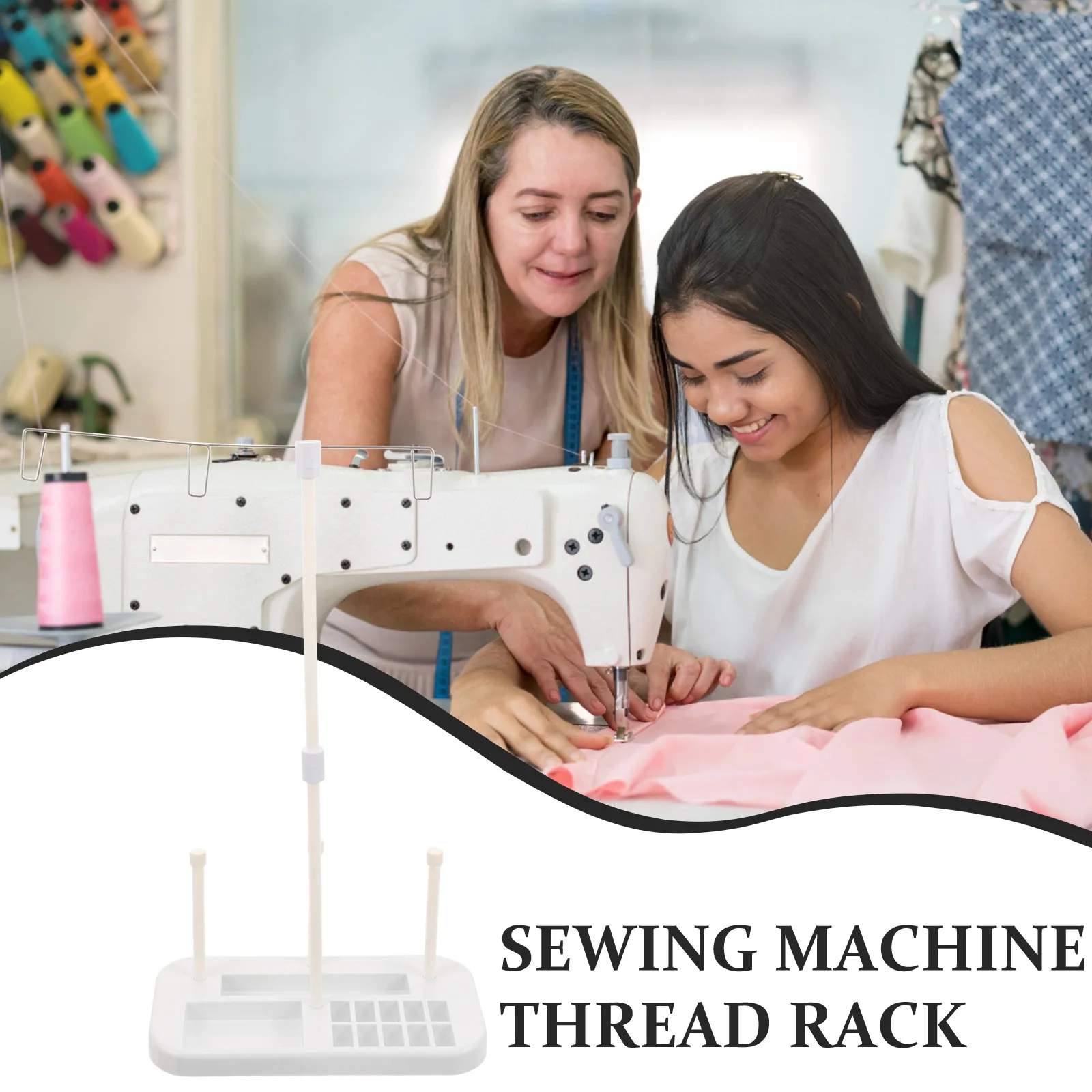 

Plastic Metal St Spool Holder Sturdy Base White Universal Cone Spool Sewing Machine Embroidery Accessories Storage