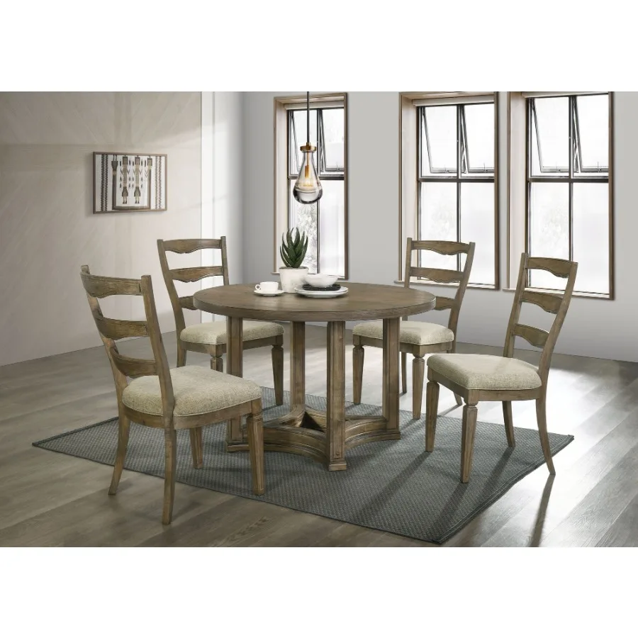 

Parfield Weathered Oak Finish 5PCs Round Dining Room Set
