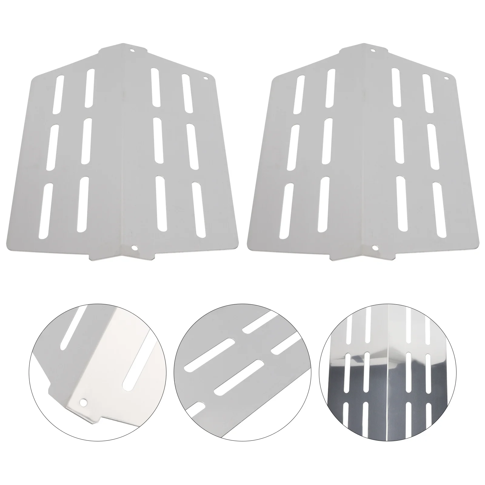 

2pcs Universal Bbq Grill Heat Plates Stainless Steel Thick Durable High Heat Resistant Smooth Easy Clean Even Flame Long Lasting