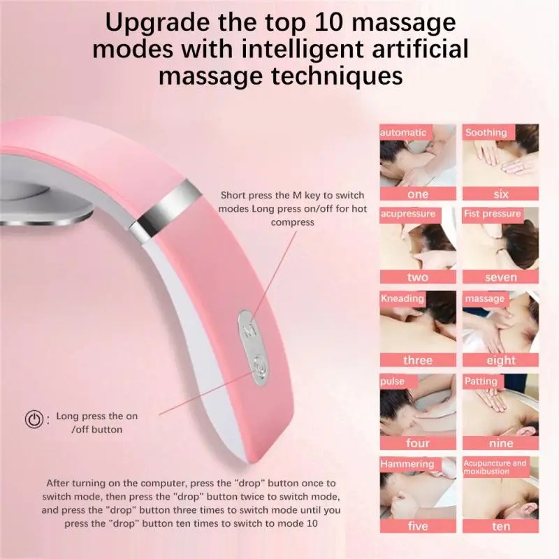 Smart Electric Neck Massager Shoulder Body Massager Low Frequency Magnetic Therapy Pulse Pain Relief Tool Health Care