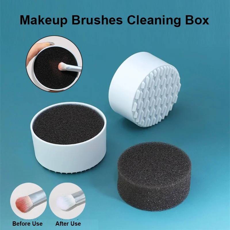 Makeup Brush Cleaner Sponges Cosmetic Brush Drying Wash Eyeshadow Color Removal Portable Cleaning Case Beauty Egg Cleaning Bowl