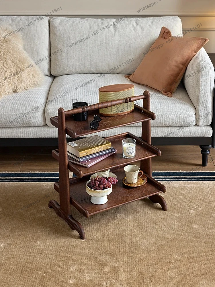 

French retro solid wood edge few living room home removable bedside small edge few