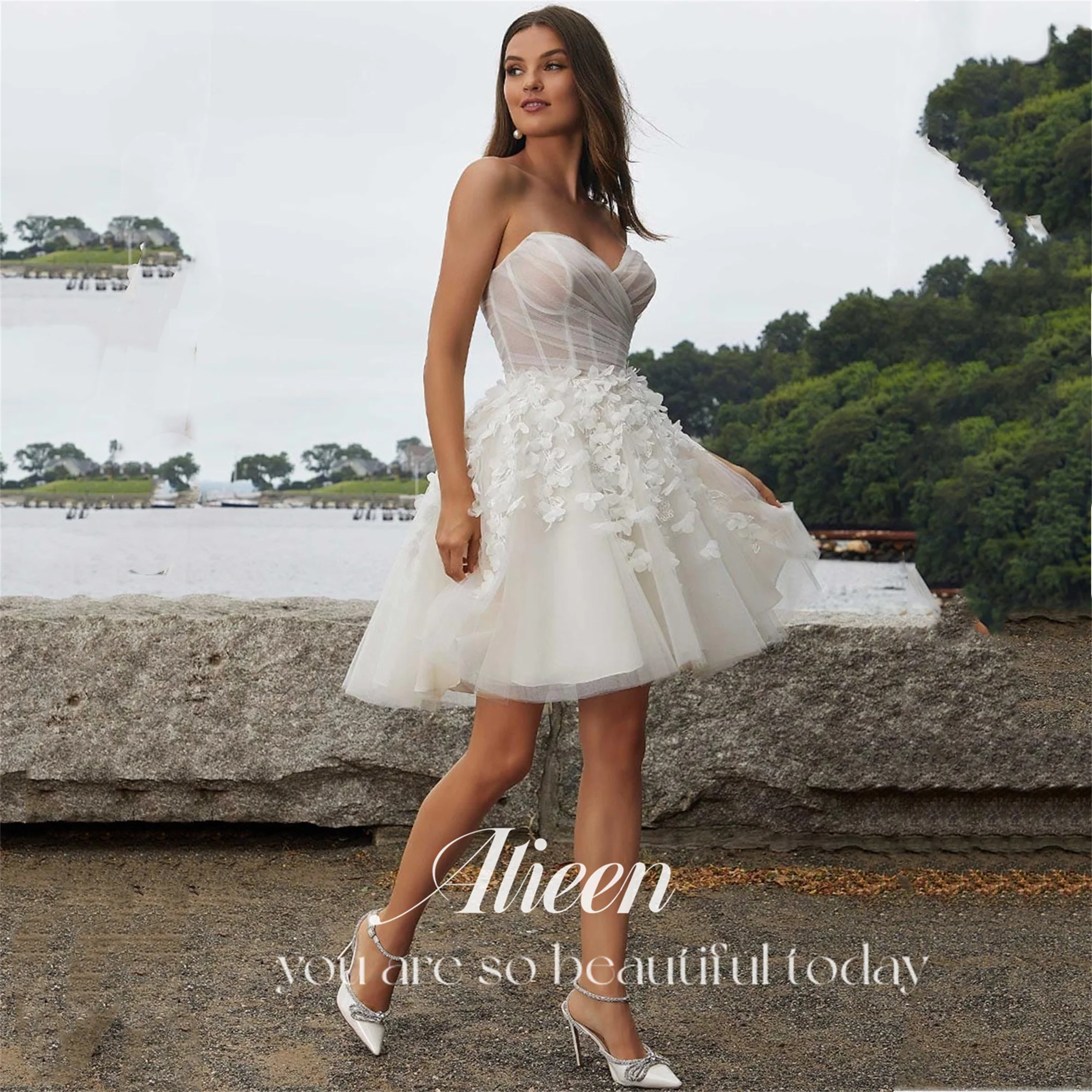 

Aileen Wedding Party Dress Sleeveless Chic Evening Dresses for Special Occasions Customized Short Style Sweetheart Off-shoulder