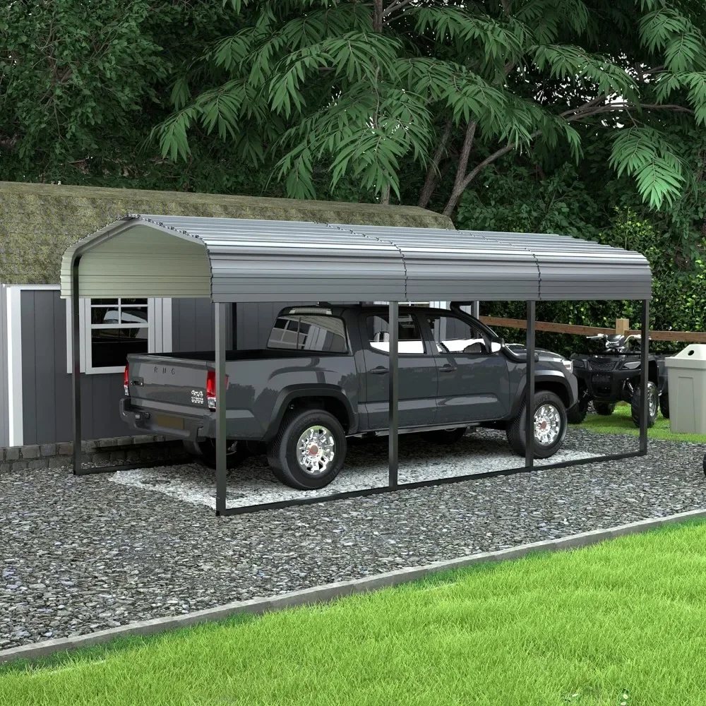 

10'x15' Carport, Heavy Duty Car Port with Thicken Steel Roof, Upgraded Extra Large Carport Garage, Metal Carport Kits