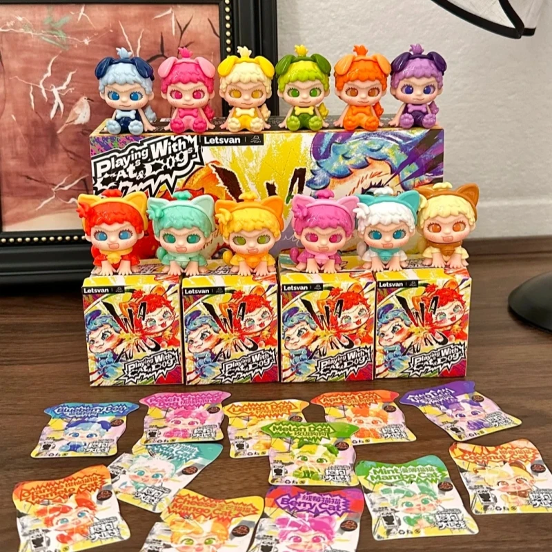 

New Arrival Hot Wakuku Cat And Dog Battle Series Figure Cute Grain Blind Box Trendy Play Desktop Decorations Toys Birthday Gifts