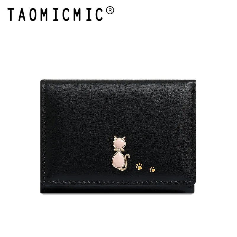 Кожаный кошелек с милым котом для женщин, чехол для карт большой емкости, короткий женский кошелек Tarjetero Carteiras Femininas Billeteras Mujer