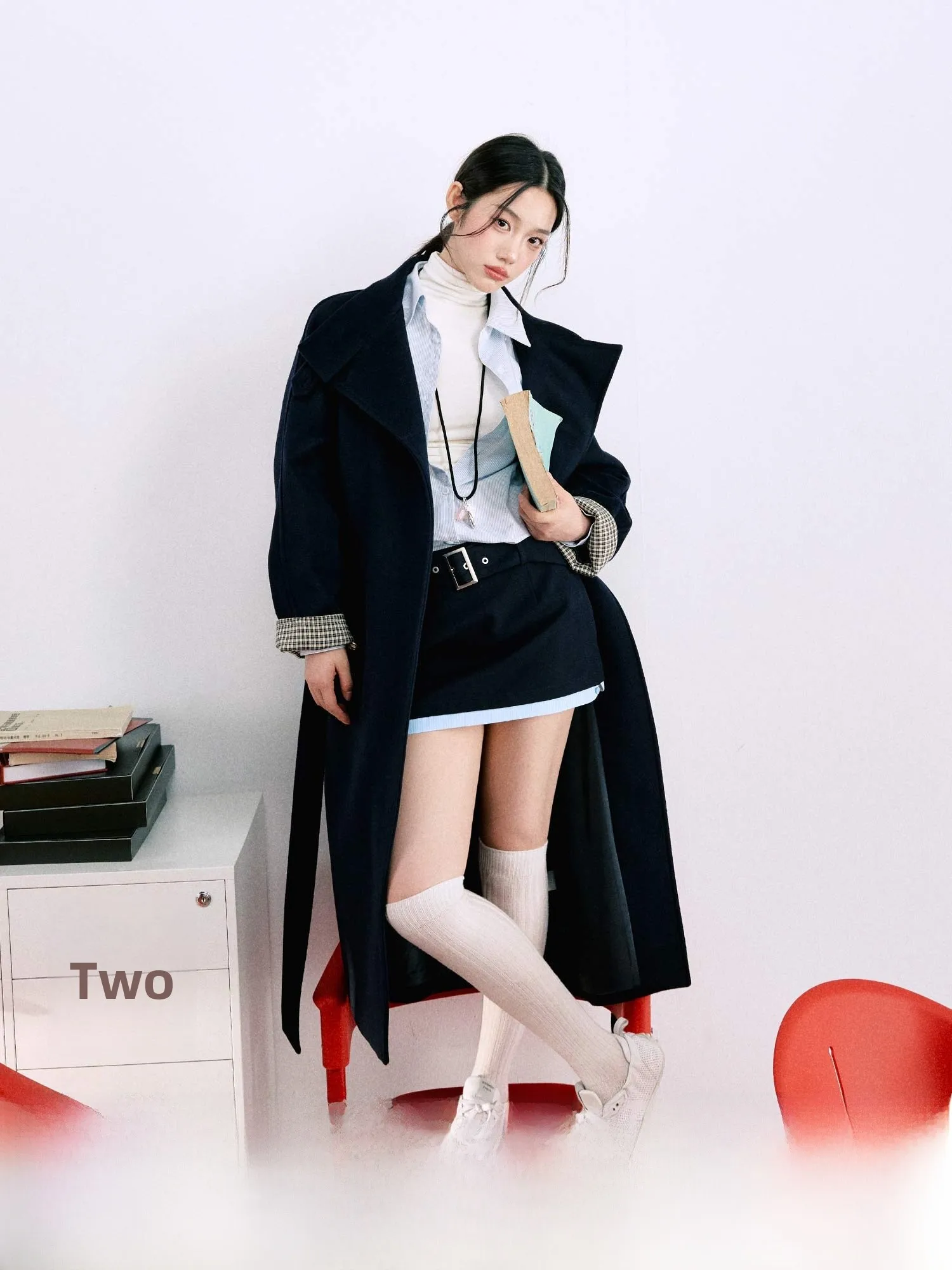 

Classic Briti Sle on ape Stand Collar Woolen Coat for Women Mid-Length Outerwear Ele Commute Sle Long Sve