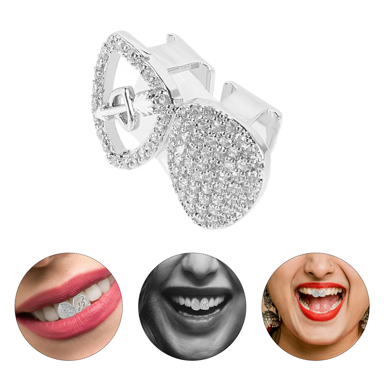 

Teeth Caps Fake Decor Dentures Mouth Grills Halloween Prank Props Golden