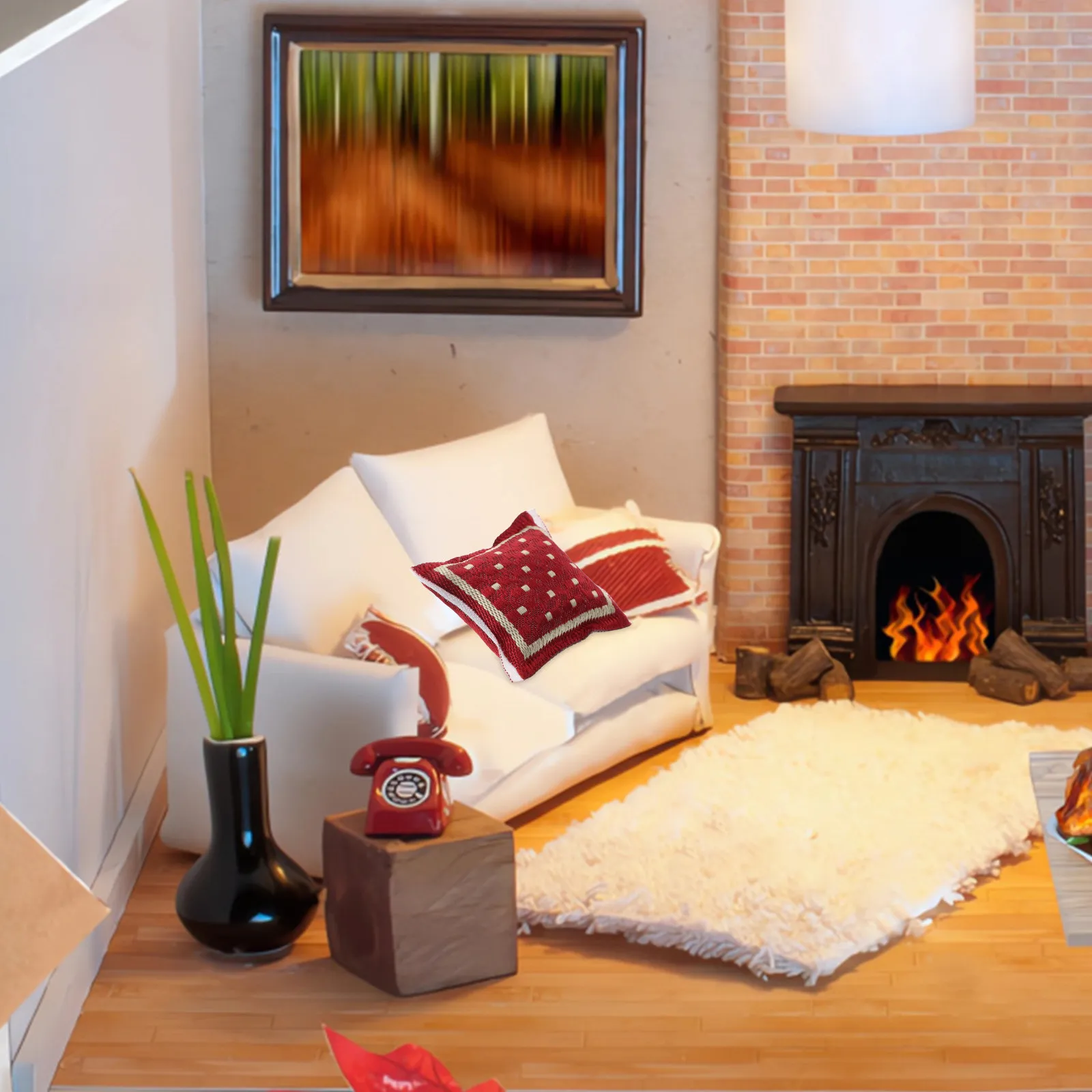 2Pcs Miniature Cushion Set Dollhouse Mini Decorations Soft Comfortable Throw Pillows for Miniature House Layout Realistic