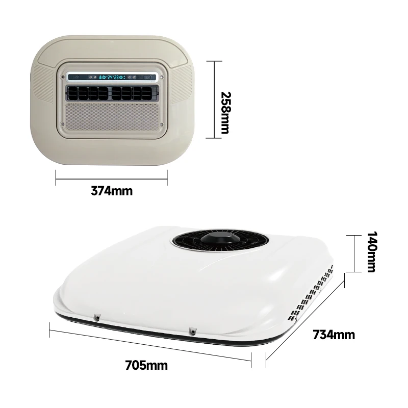 تيار مستمر 12 فولت 24 فولت رقيقة جدا RV على السطح مكيف الهواء وقوف السيارات الكهربائية 1800 واط ل شاحنة التخييم مكيف وقوف السيارات