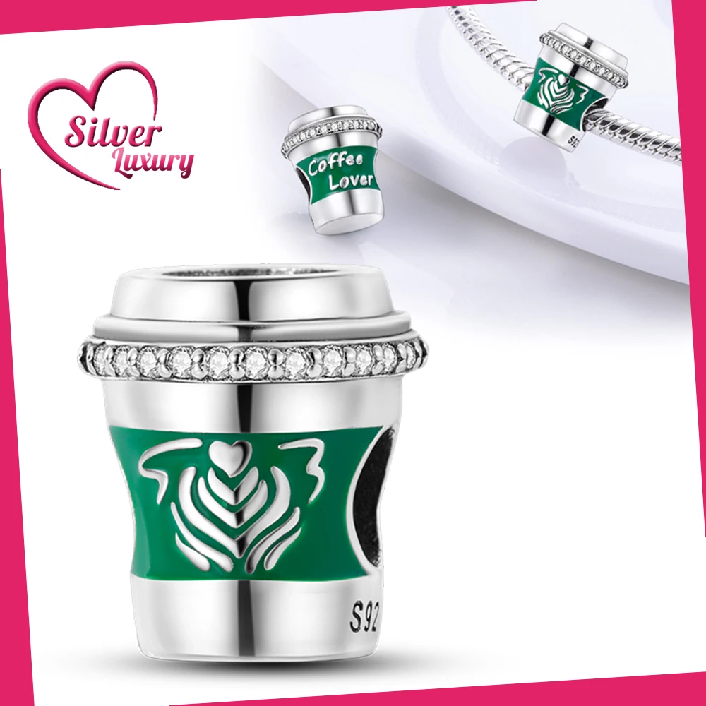 

Original Charms 925 Silver Green Heart-shaped Coffee Beads Fit Charms Plata 925 Bracelets for Women Women Jewelry Making Diy