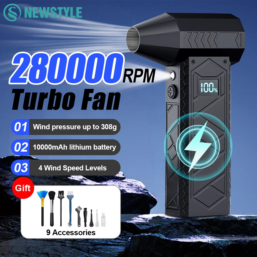 

Electric Air Duster 280000RPM Super Power Cordless Air Duster Rechargeable Brushless Motor 4-Gear Adjustable Blower for Home Car