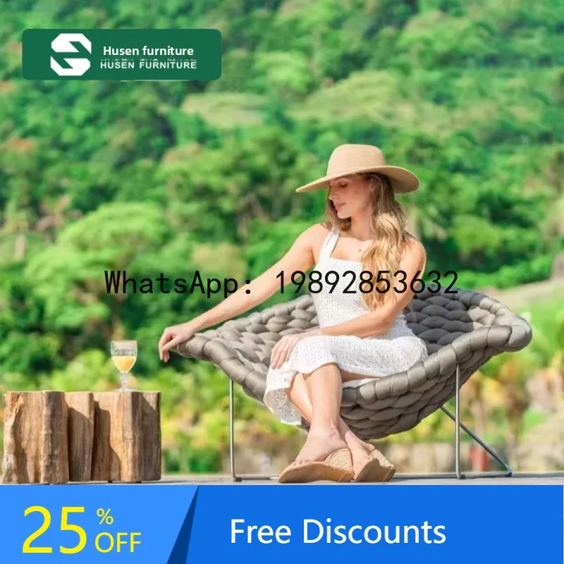 

YFY Outdoor Sofa Designer Rattan Woven Reclining Bed Garden Open-air Model Home Furniture Courtyard Balcony Hanging Basket Set