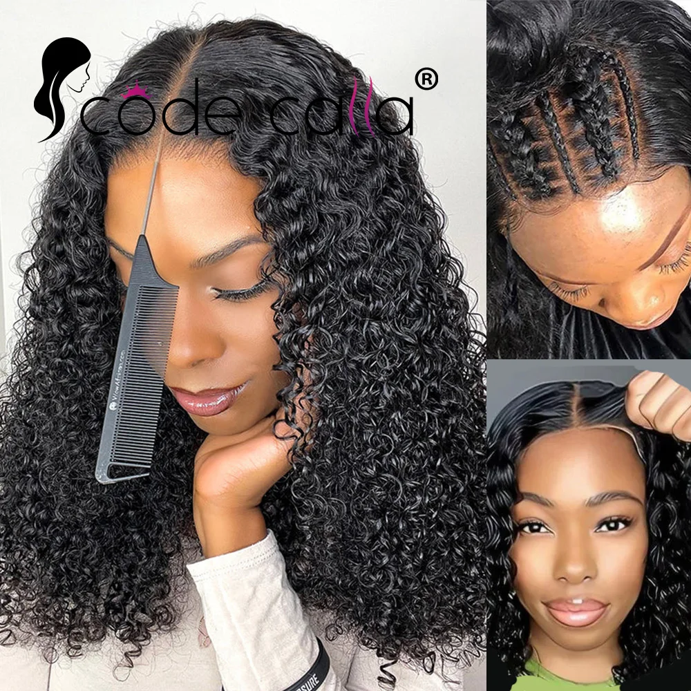 

Deep Wave Glueless Wig Human Hair Ready To Wear Glueless Lace Wig Preplucked Wear And Go Wigs 4X4 HD Lace Front Wigs PreCut Lace