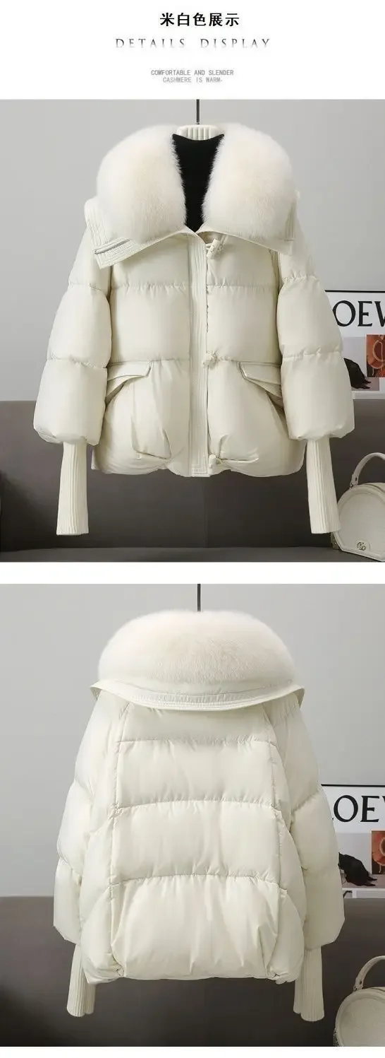 2025 Winter Neue Unten Kurze Gepolsterte Jacke Frauen Parkas Pelz Kragen Dicke Baumwolle Mäntel Kleidung Schwarz Casual Oberbekleidung Weibliche neue – Detail 7