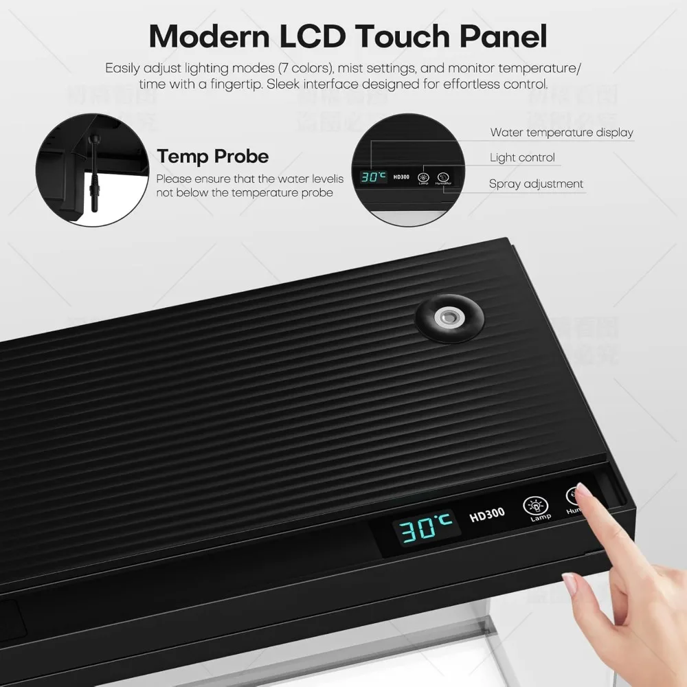 Kit acquario intelligente per acquario: umidificazione automatica da 2,5 galloni con nebulizzatore intelligente, pompa silenziosa ultra silenziosa, filtrato multistrato