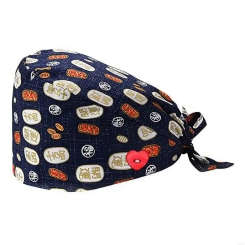 3 chiếc mũ làm việc có nút băng thấm mồ hôi Hoạt hình có thể điều chỉnh dây buộc phía sau Mũ Bouffant