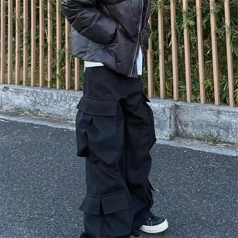 

American Sle Loose Wide Leg Cargo Pants Men's Bent Knife Multi-ket Workwear Trousers Casual Straight Tube Long Pants
