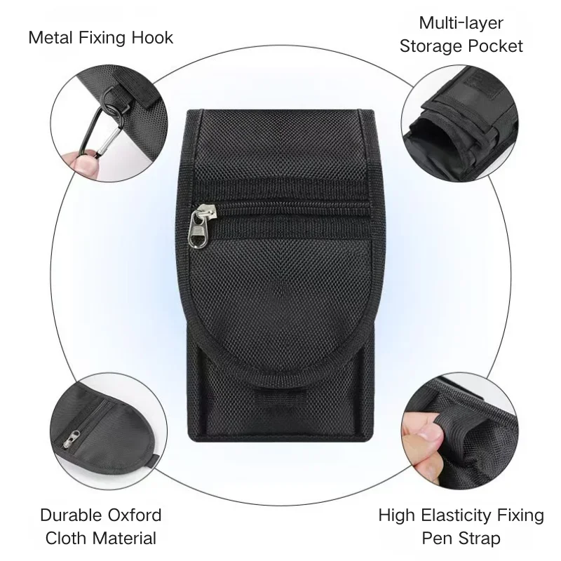 Multi-Pocket Utility Pouch – Compact Waist Bag with Zipper, Carabiner & Velcro, for Phone, Keys & Outdoor Gear