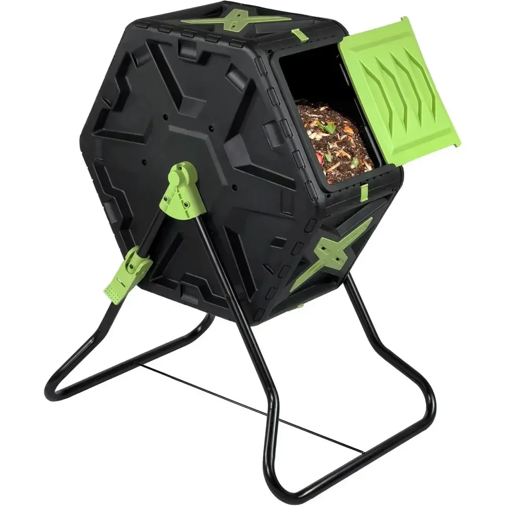 Rotating 21-Gallon Outdoor Compost Bin - BPA-Free, Weather-Resistant for Efficient Soil Enrichment