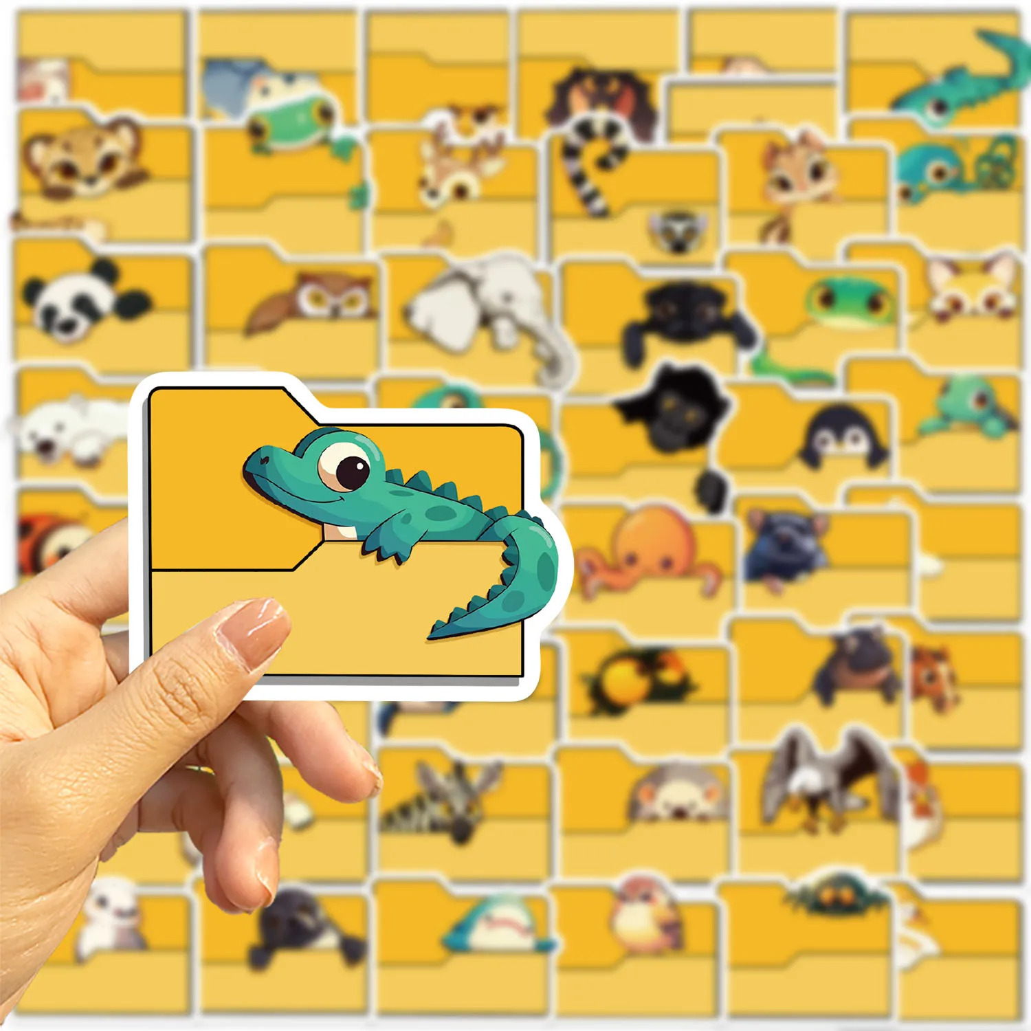 50pcs Cartoon Folder Hiding Animal Stickers Stickers for DIY Luggage Water Bottle Phone Laptop Guitar Scrapbook Notebook Decal