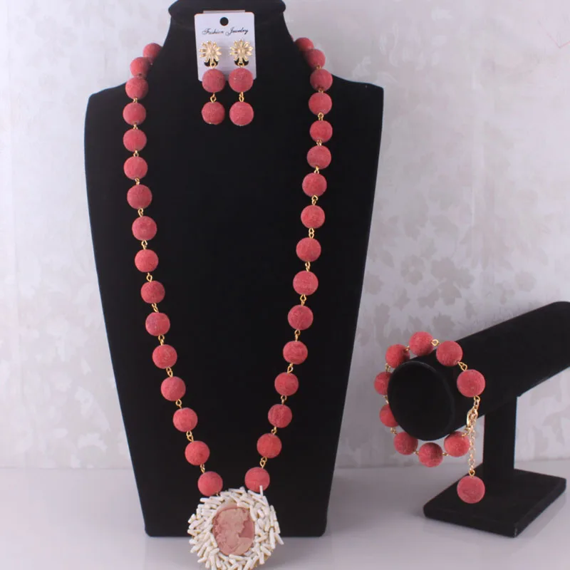 

Dudo Original Round Coral Beads Jewelry Set 41 Inches Nigeria Jewelry Sets For Women 2022