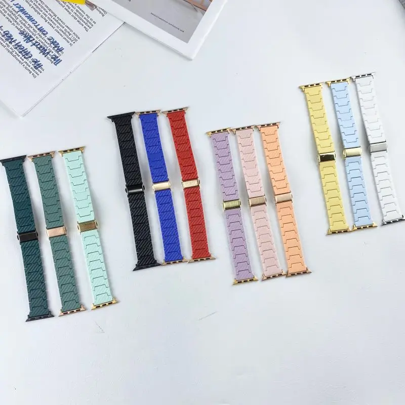 Tali Resin untuk Jam Tangan Apple 45Mm 41Mm 38Mm 42Mm 44Mm 40Mm Gelang Serat Karbon Gelang Jam untuk Seri IWatch SE 7 6 5 4 3