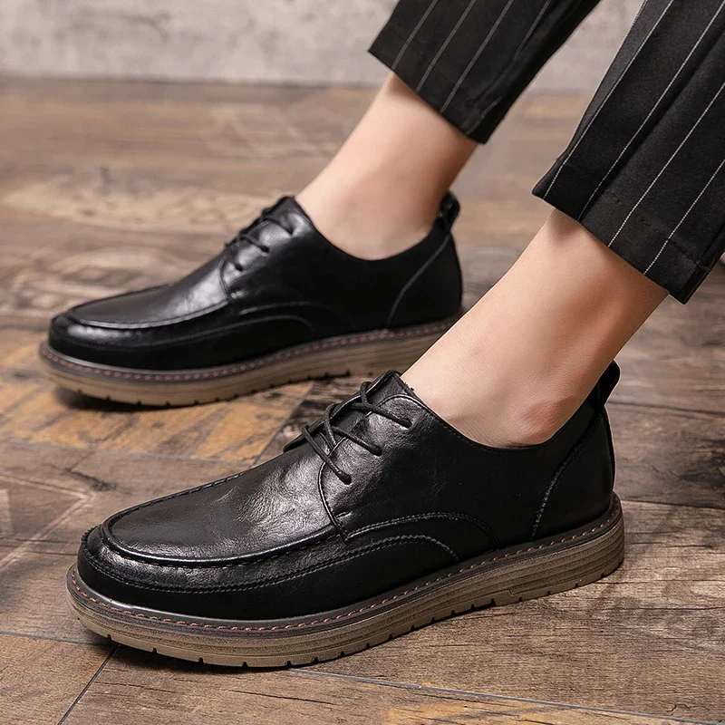 

Мужская обувь в стиле барокко, коричневые низкие ботинки в британском стиле, деловые оксфорды, модные мужские туфли на плоской подошве со шнуровкой, Zapatos Hombre