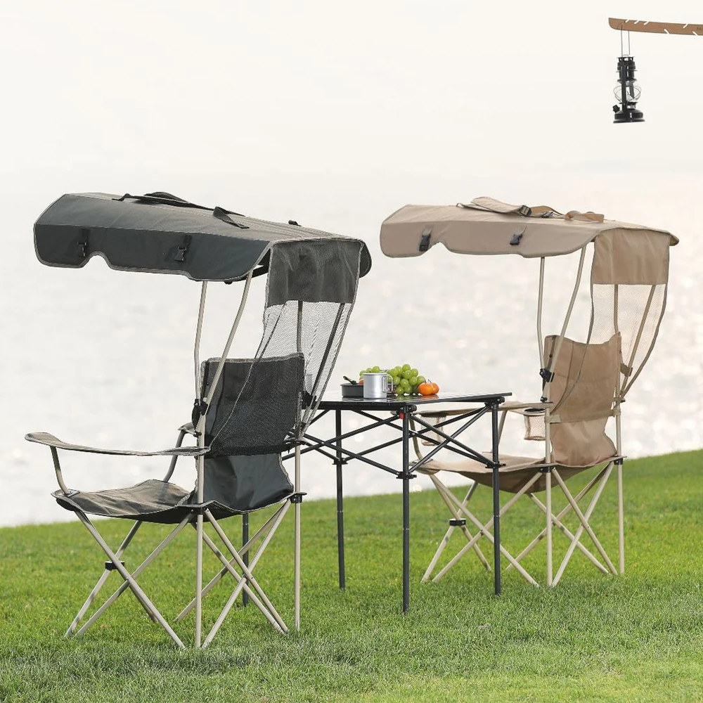 

Outdoor Retractable Fishing Chair with Canopy Portable Fishing Chair With Adjustable Stool Folding Camping Chair Fishing Equipme