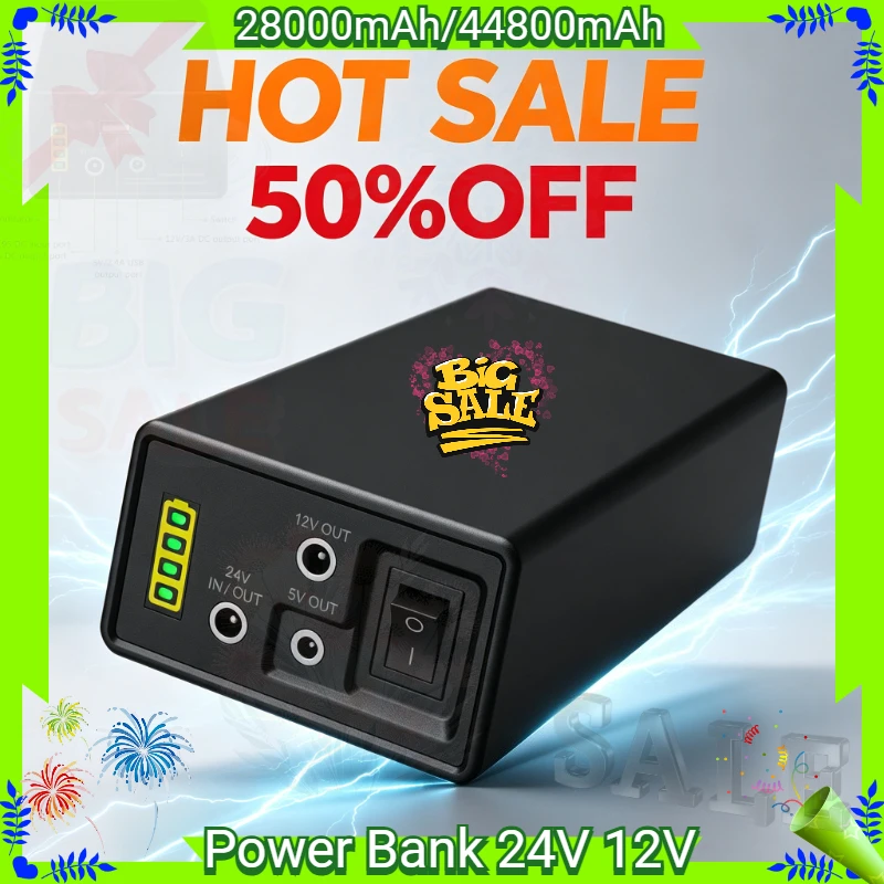 

24V 12V 5V Power Bank Auxiliary Battery Rechargeable Lithium Battery 18650 44800mAh Auxiliary Large Capacity 18650 UPS Battery